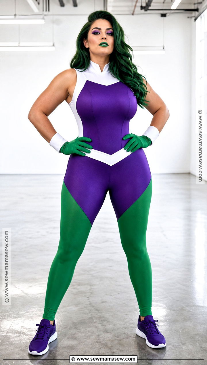 She Hulk Costume With Purple Jumpsuit - 40 superhero costume ideas