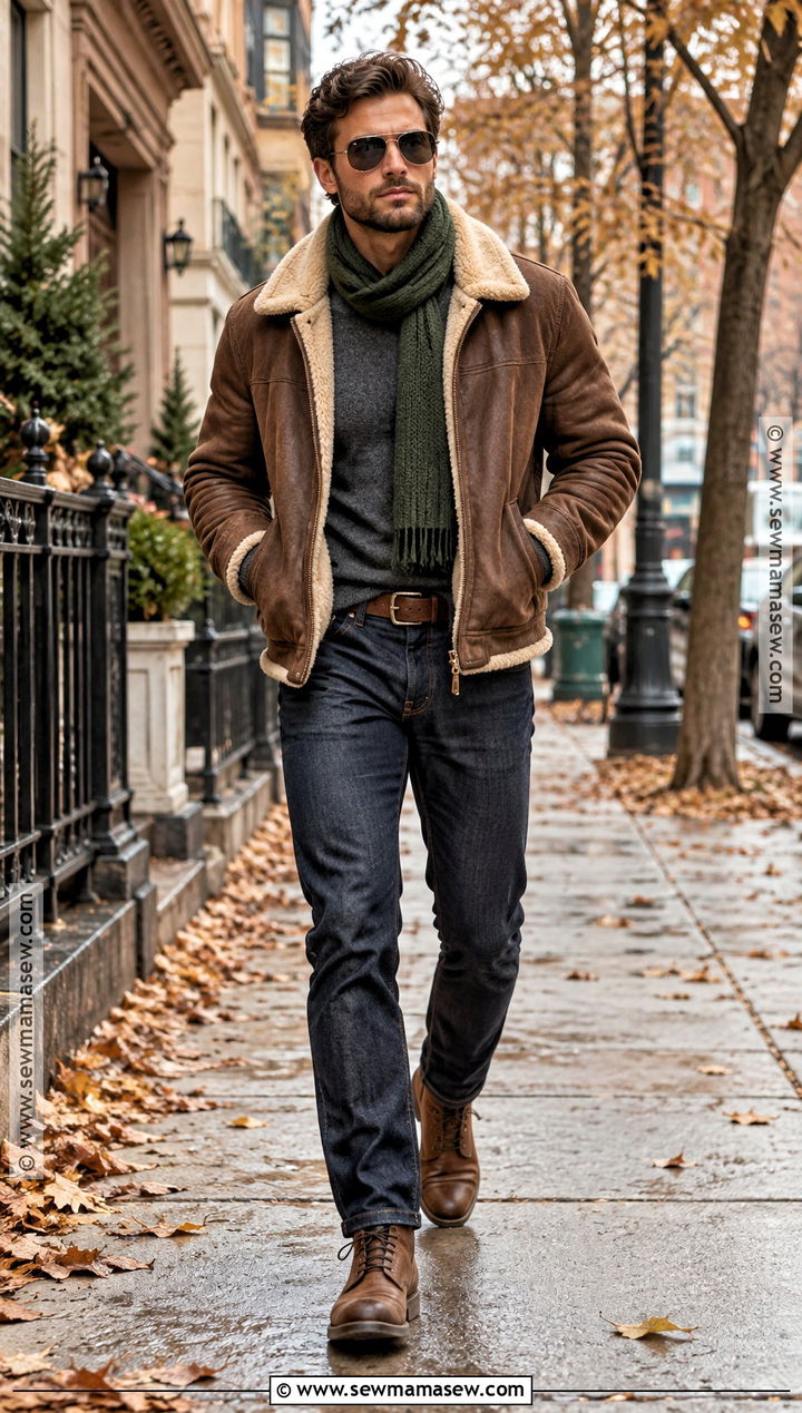 Shearling Aviator 80s Fall Outfit - 15 80s fall outfits for men