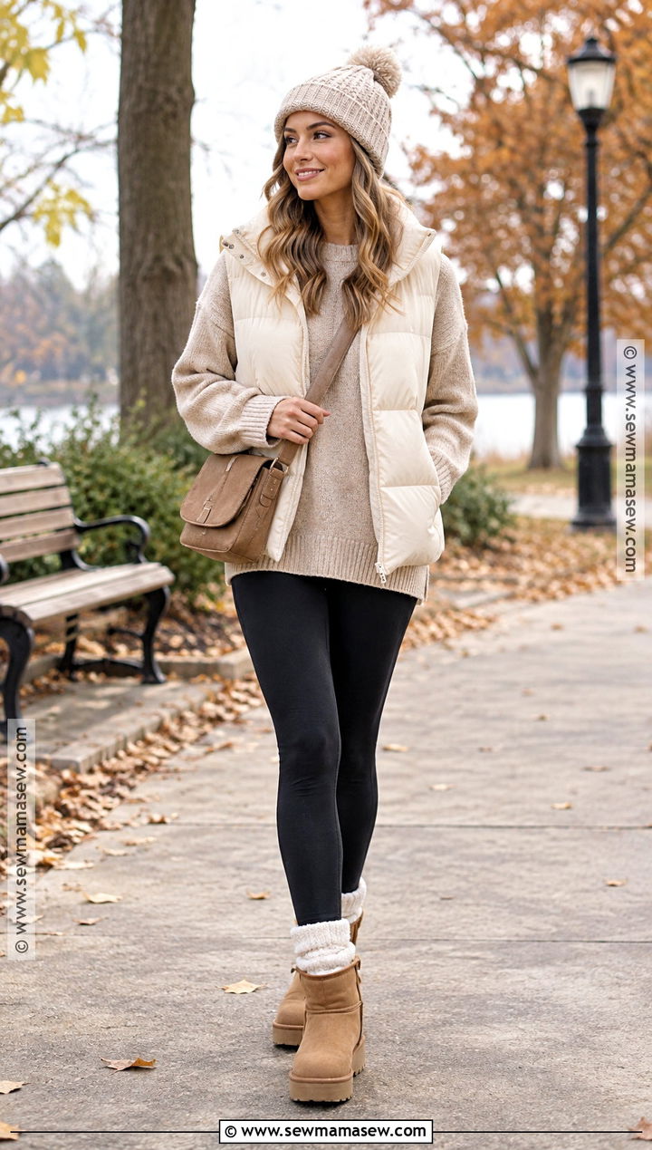 Shearling Boots With Leggings and a Puffer Vest - 15 Boots For Fall 2026