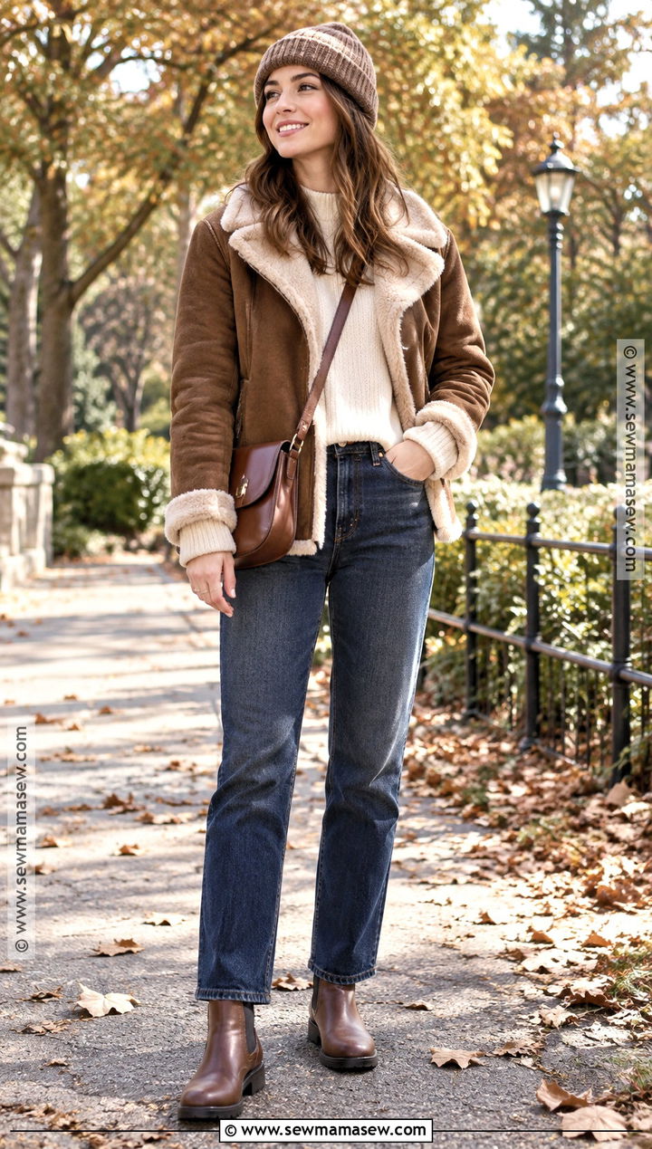 Shearling Jacket With Dark Wash Jeans - 15 2026 fall jackets