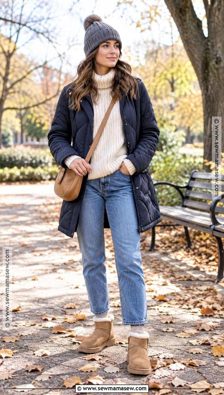 Shearling Lined Ankle Boots With Relaxed Jeans - 15 comfortable ankle boots for fall