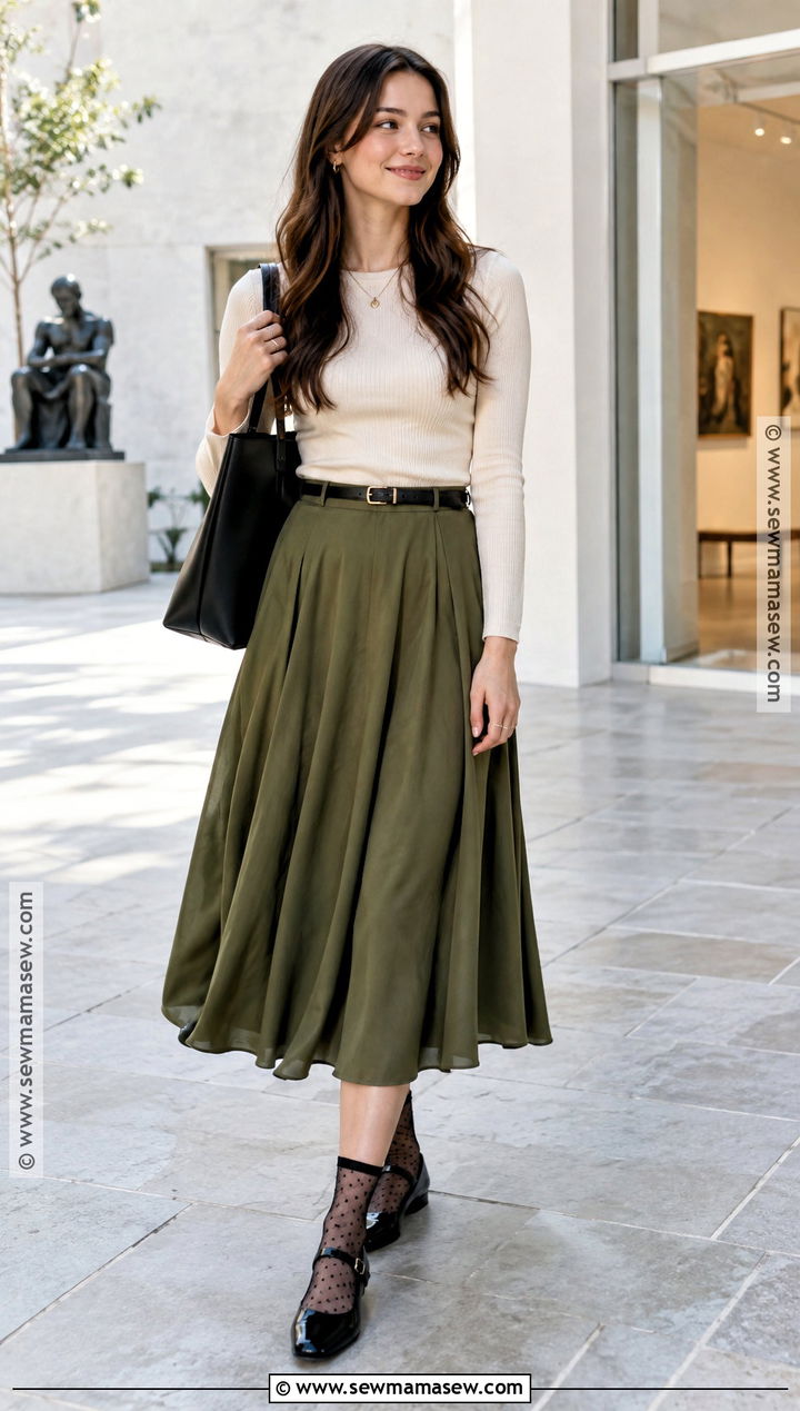 Sheer Ankle Socks With Midi Skirt And Ballet Flats - 15 Back To School Sock Ideas