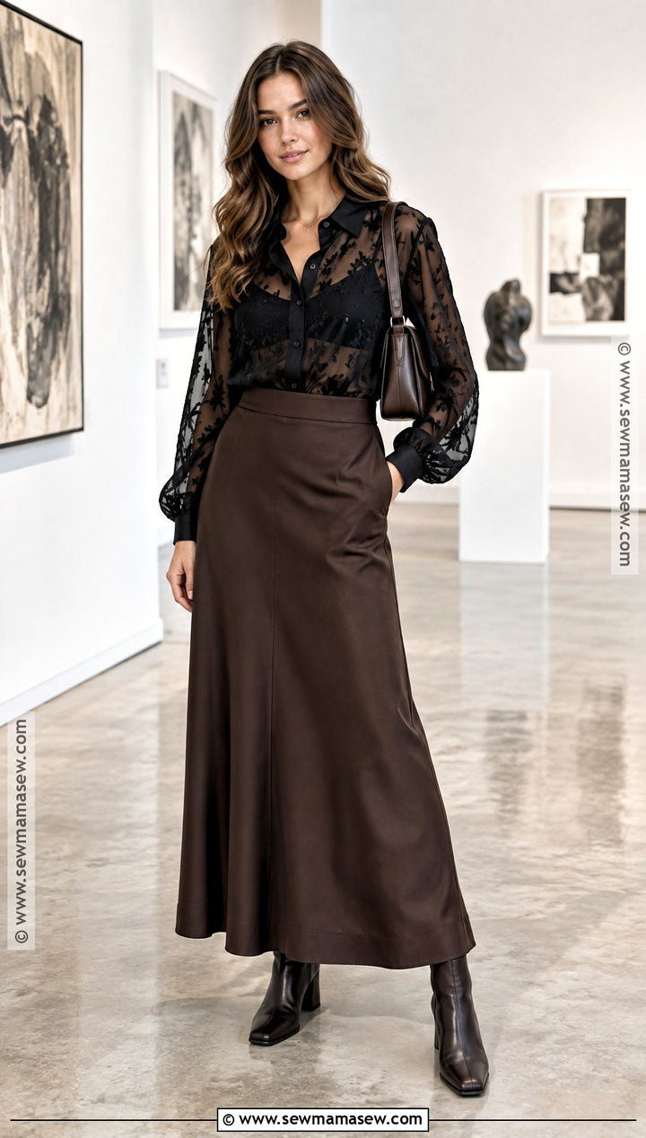 Sheer Blouse With Camisole And Maxi Skirt - 25 autumn tops