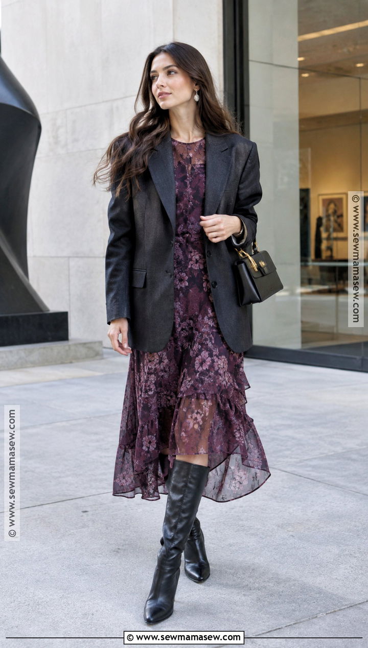 Sheer Dress and Oversized Blazer Autumn Outfit - 20 autumn outfits 2026 women trends