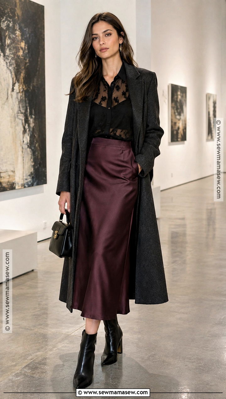 Sheer Embroidered Shirt With Camisole And Midi Skirt - 15 Fall Embroidered Shirts