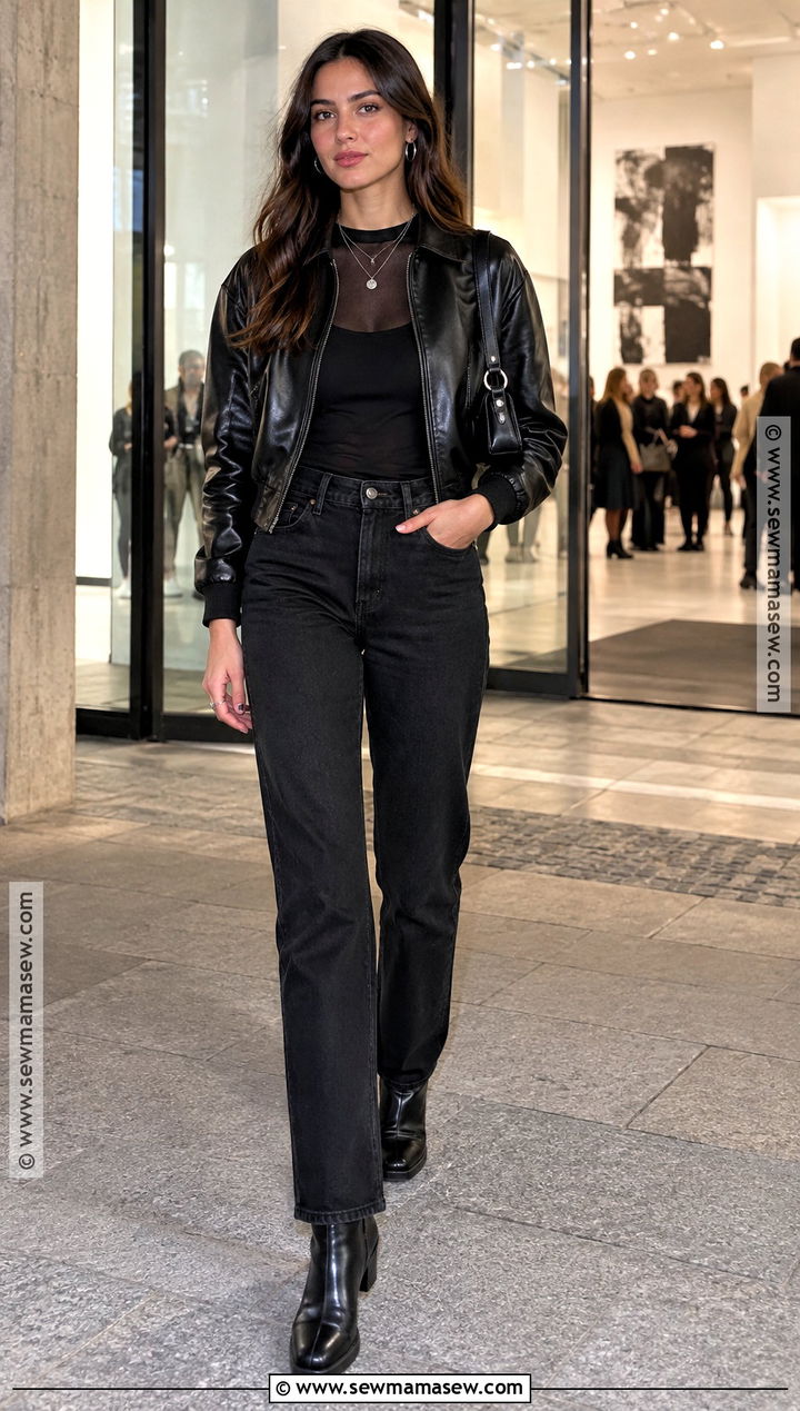 Sheer Layered Top With Black Jeans And Boots - 15 berlin in september outfit ideas