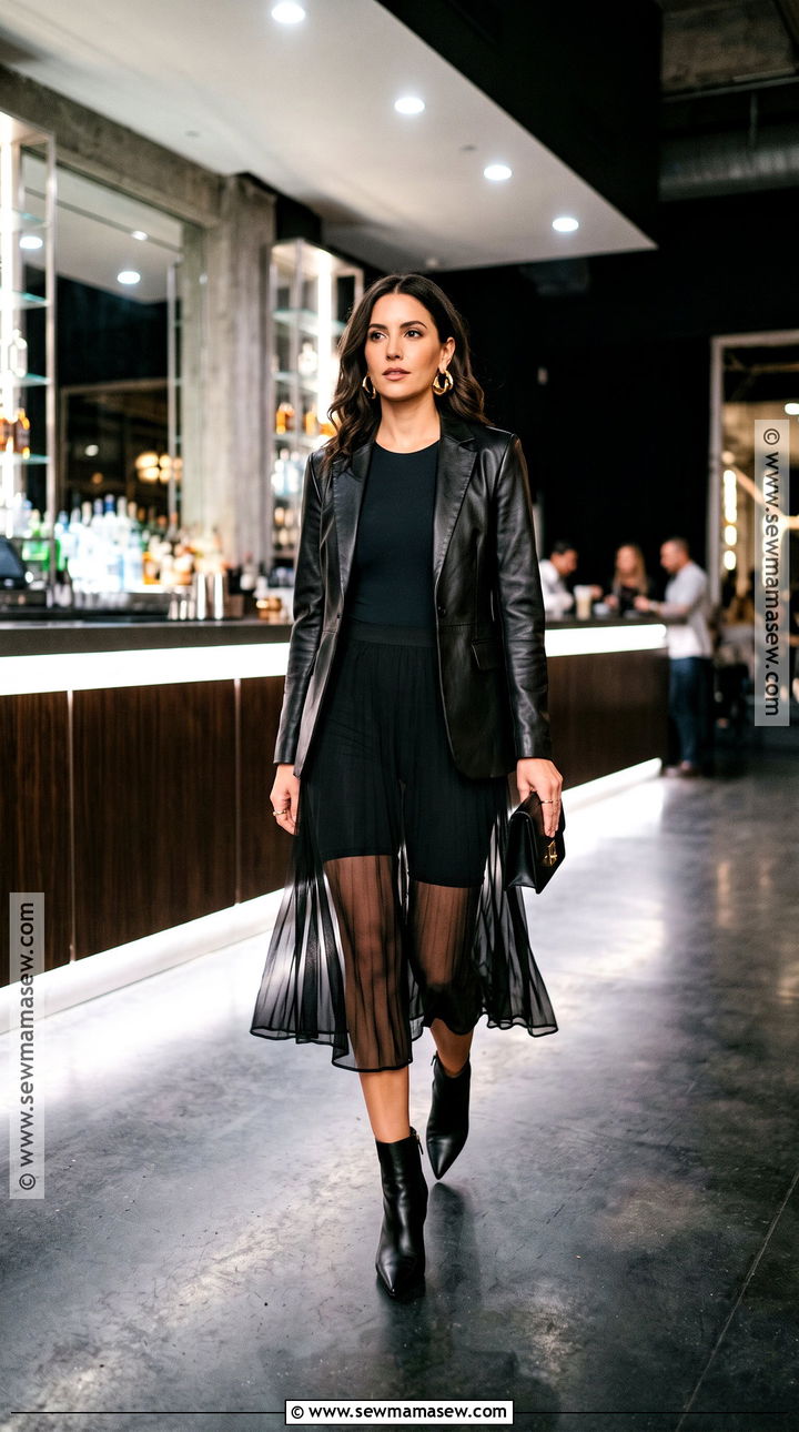 Sheer Midi Skirt And Fitted Bodysuit - 15 Fall Clubbing Outfits Night