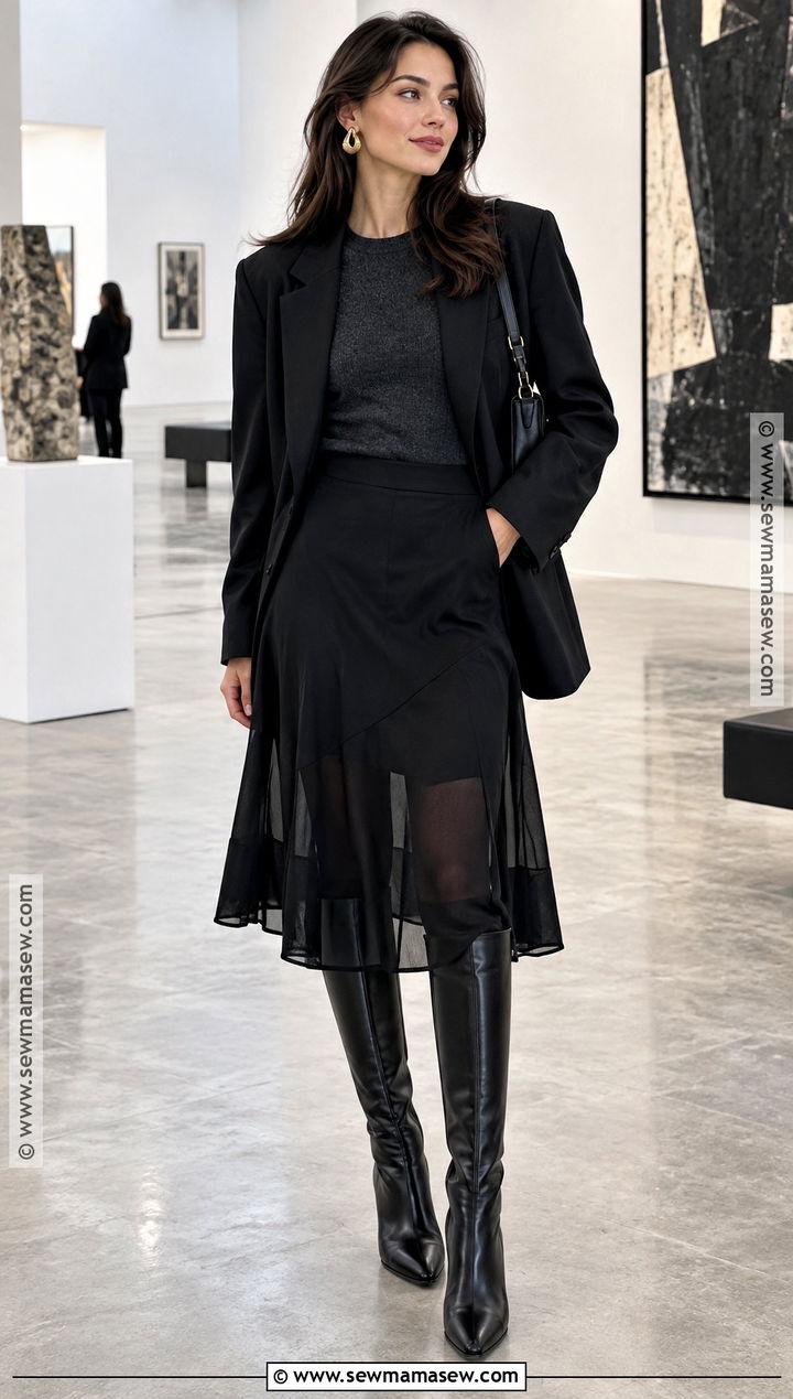 Sheer Skirt And Oversized Blazer Outfit - 20 Fall Winter 2026 Fashion Trends