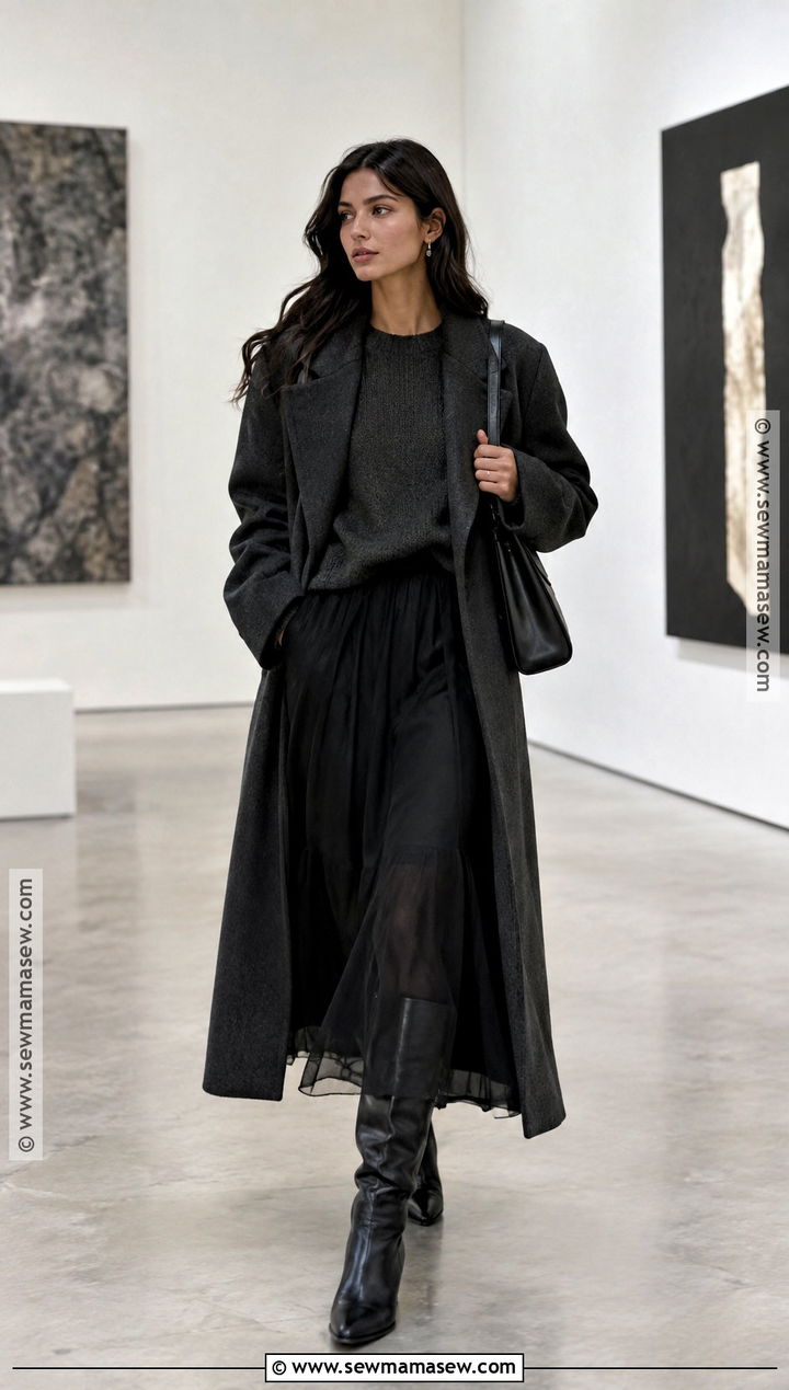 Sheer Skirt Layered Fall Outfit - 15 Fashion Trends Fall 2425