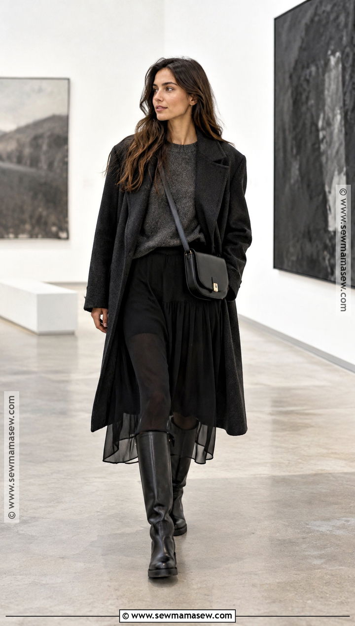 Sheer Skirt and Oversized Knit Outfit - 15 trend fall winter 2026 outfits
