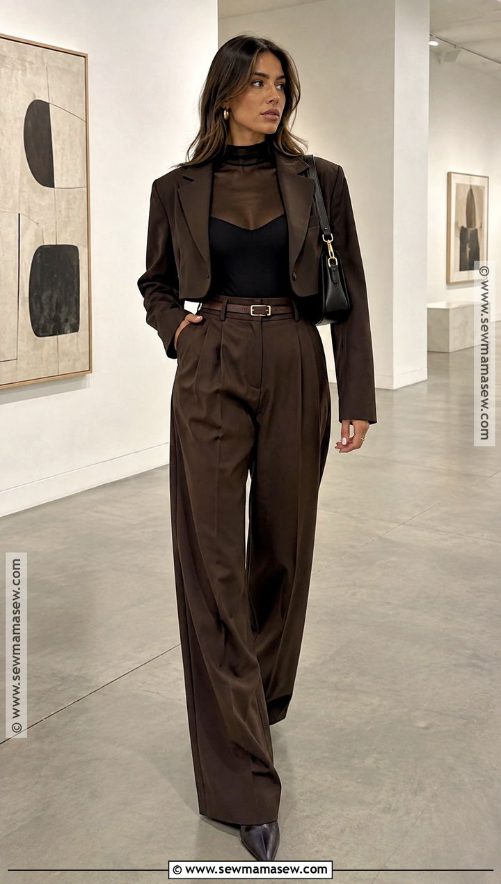 Sheer Top And High Waisted Trousers Fall Baddie Outfit - 25 fall outfits baddie