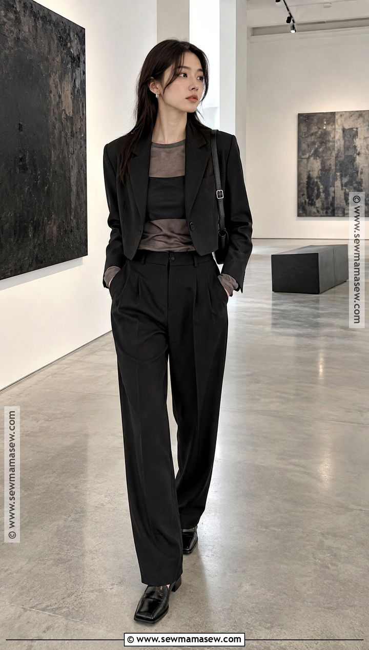 Sheer Top and Tailored Trousers Acubi Autumn Outfit - 20 acubi autumn outfits