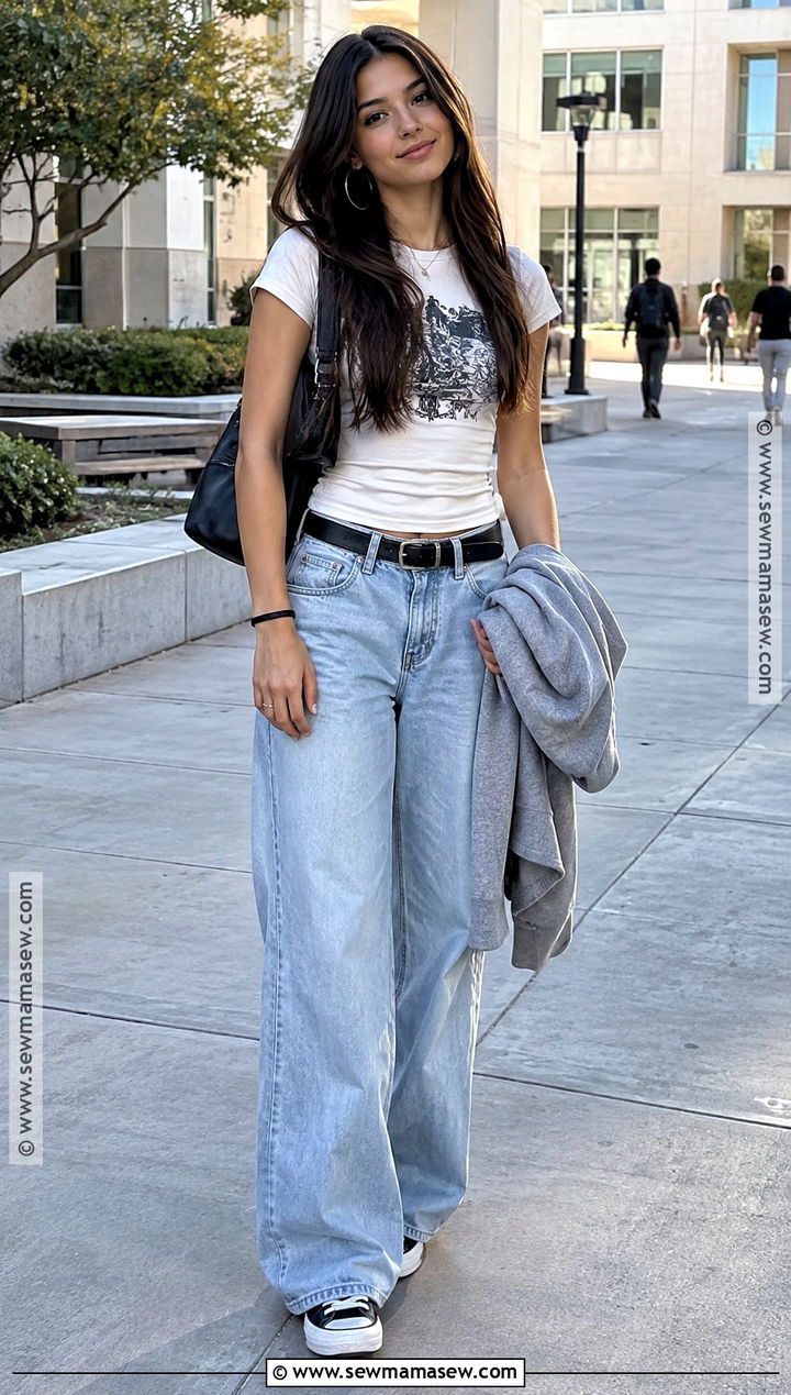 Shein Baby Tee And Baggy Jeans Outfit - 25 Shein Outfits Back To School
