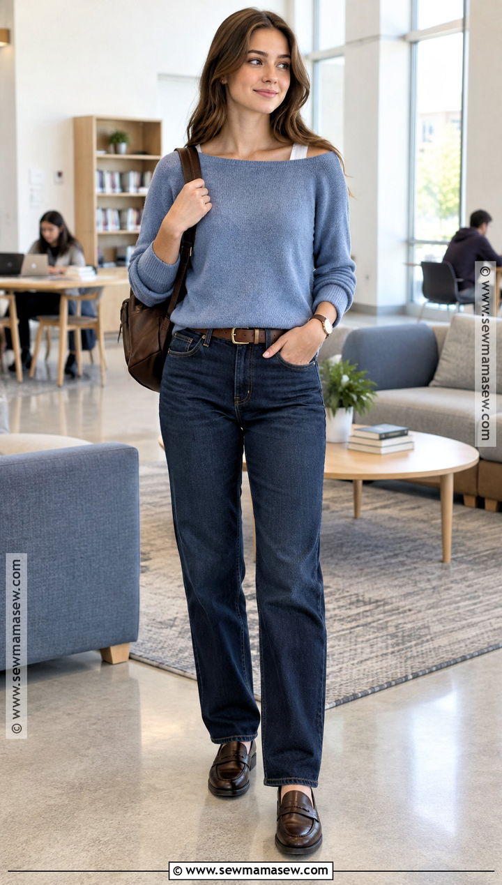Shein Boat Neck Sweater And Dark Jeans Outfit - 25 Shein Outfits Back To School