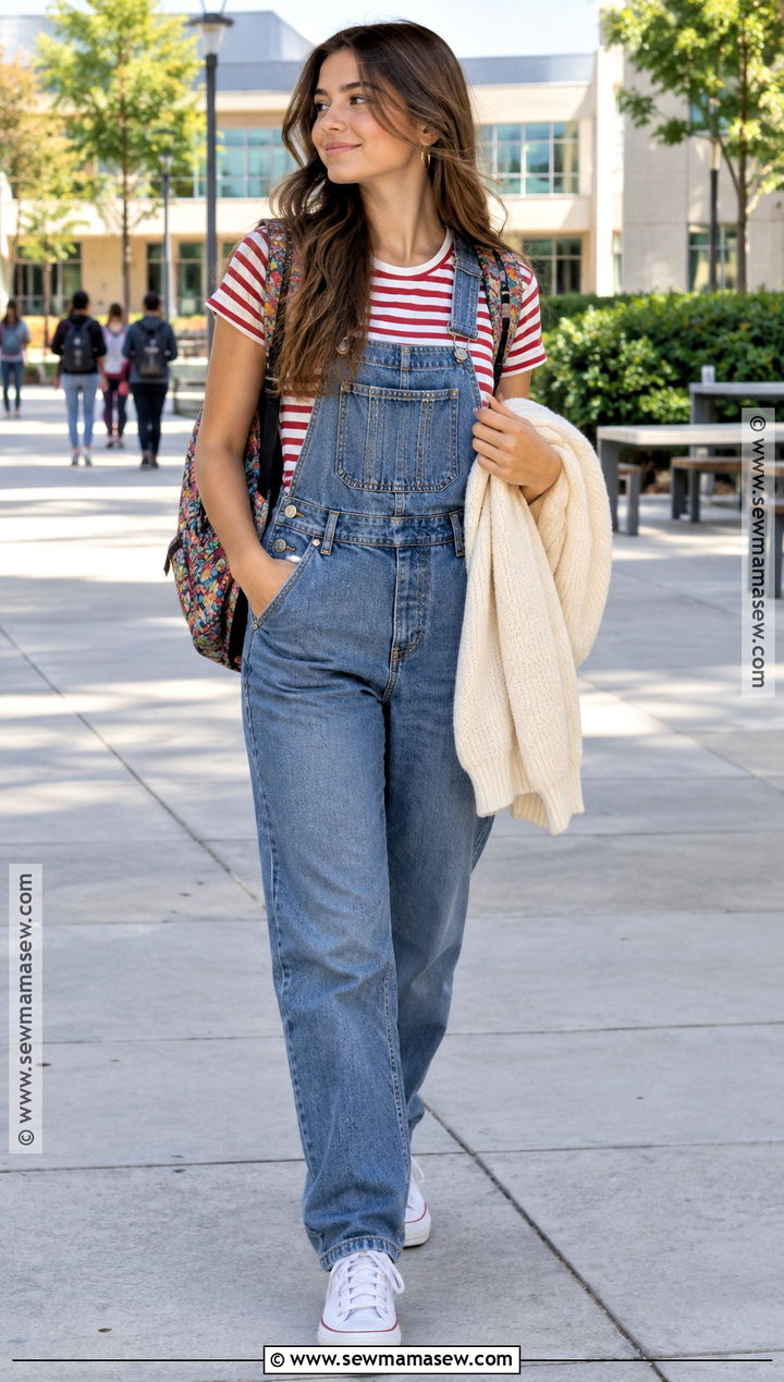 Shein Overalls And Striped Tee Outfit - 25 Shein Outfits Back To School