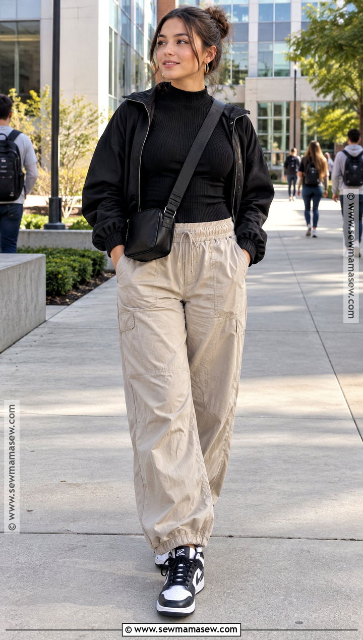 Shein Ribbed Top And Parachute Pants Outfit - 25 Shein Outfits Back To School