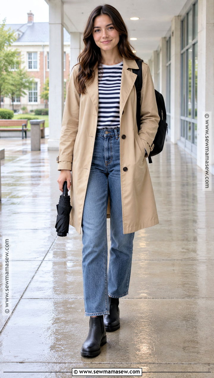 Shein Trench Coat And Jeans Rainy Day Outfit - 25 Shein Outfits Back To School
