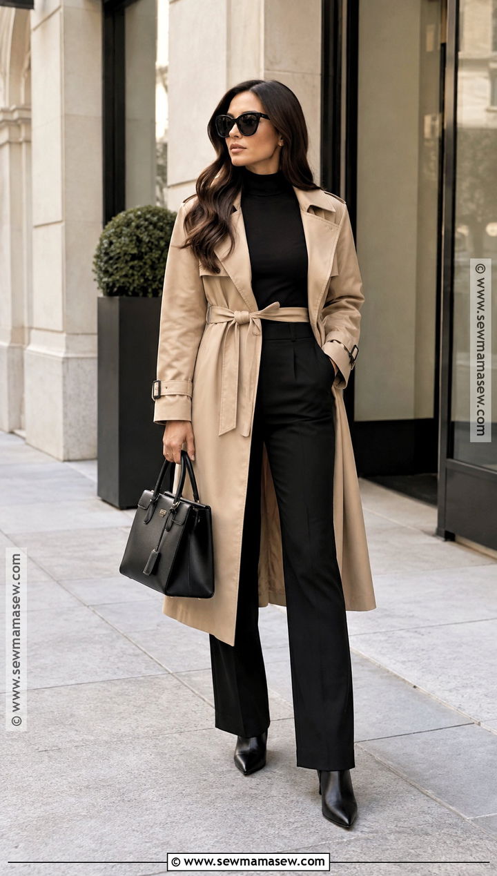 Shein Trench Coat And Monochrome Basics Outfit - 20 Shein Fall Outfits Ideas