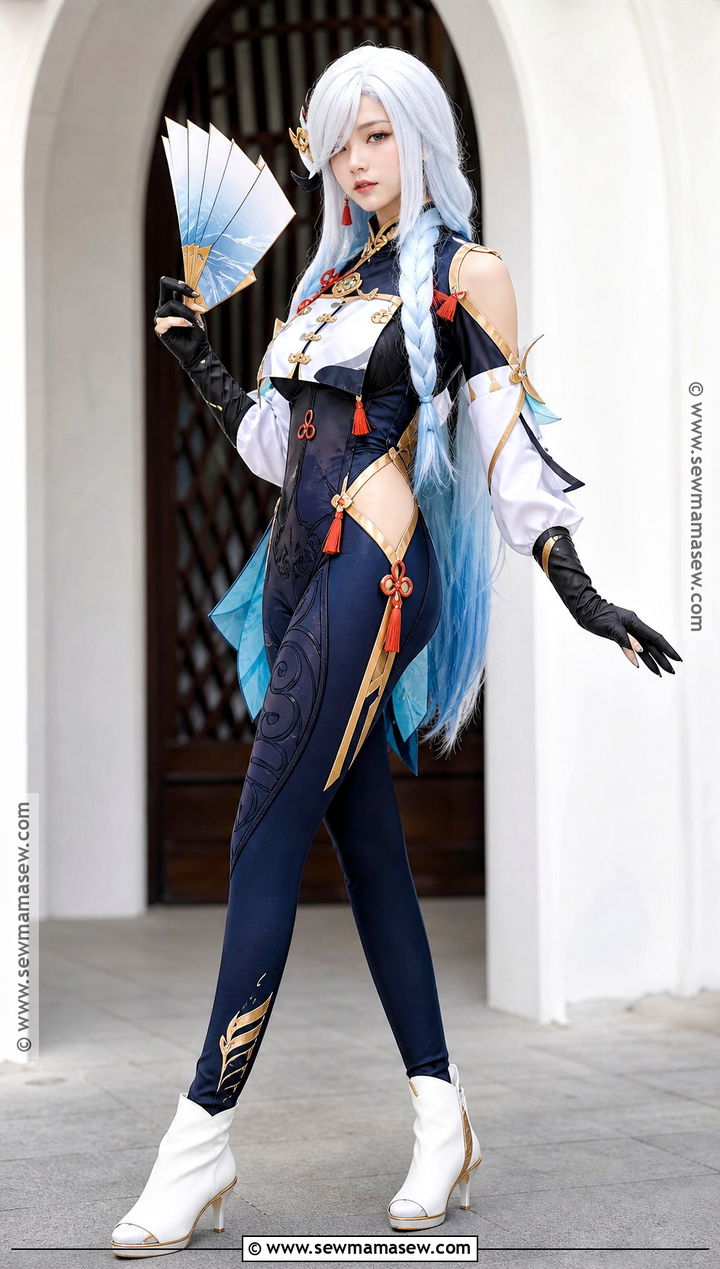 Shenhe Cosplay With Blue Bodysuit - 30 white hair cosplay ideas