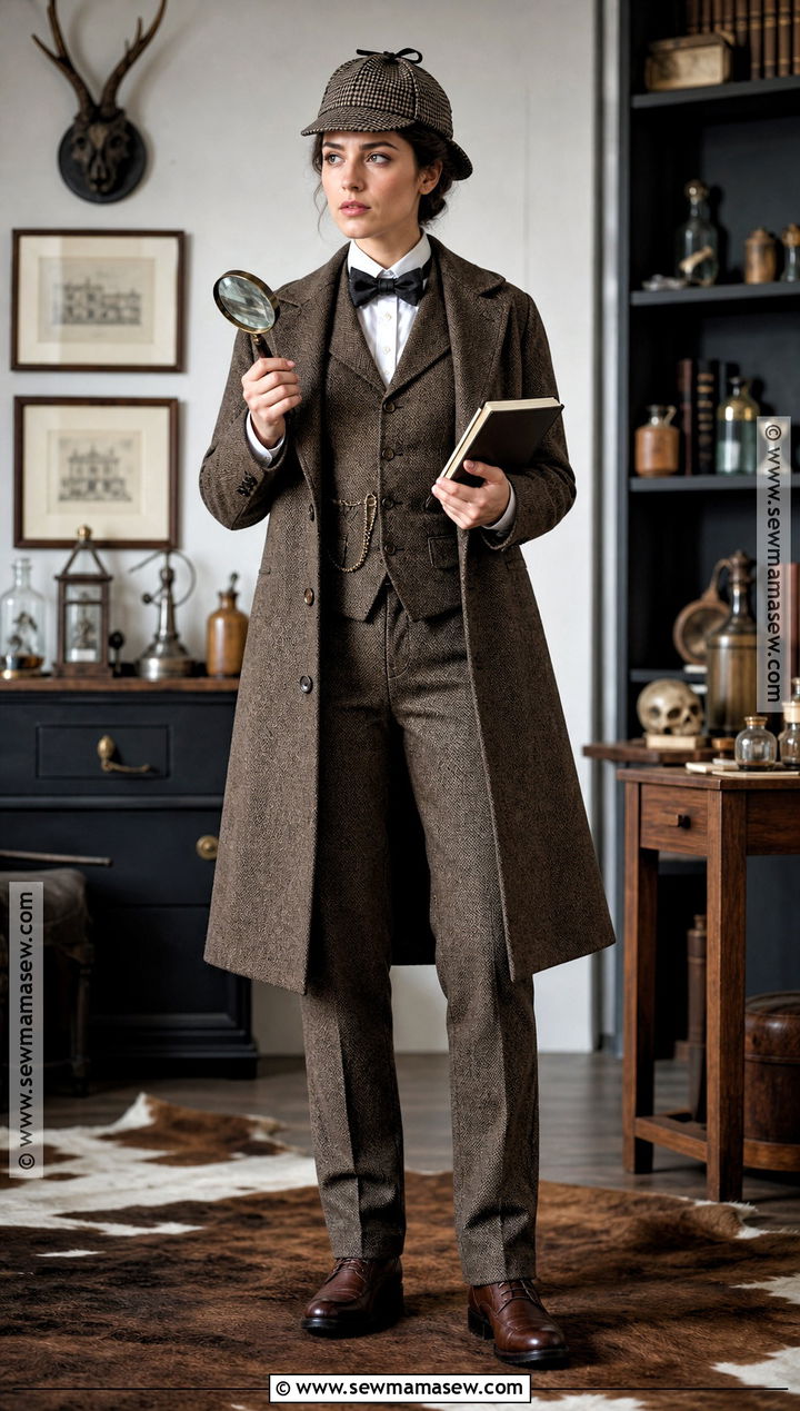 Sherlock Holmes Costume With Tweed Coat - 30 Masc Halloween Costumes for Women