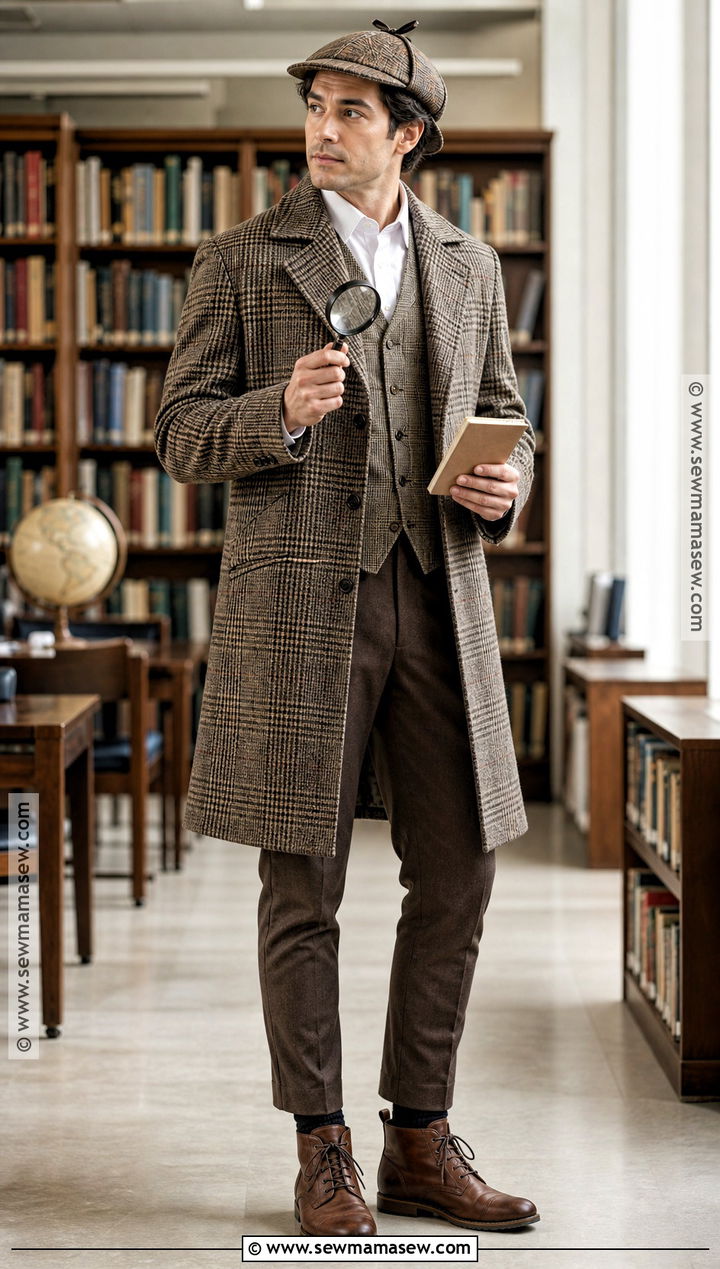 Sherlock Holmes Costume With Tweed Coat - 30 teacher book week costume ideas
