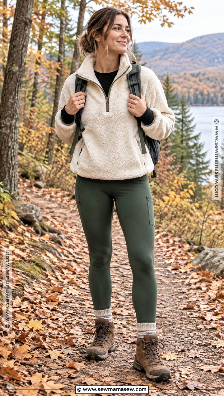 Sherpa Fleece Fall Hiking Outfit - 25 fall hiking outfits for women