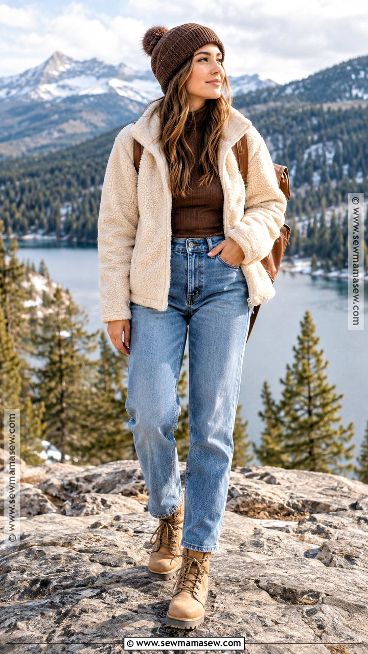 Sherpa Jacket And Beanie Outfit - 20 fall beanie outfit ideas