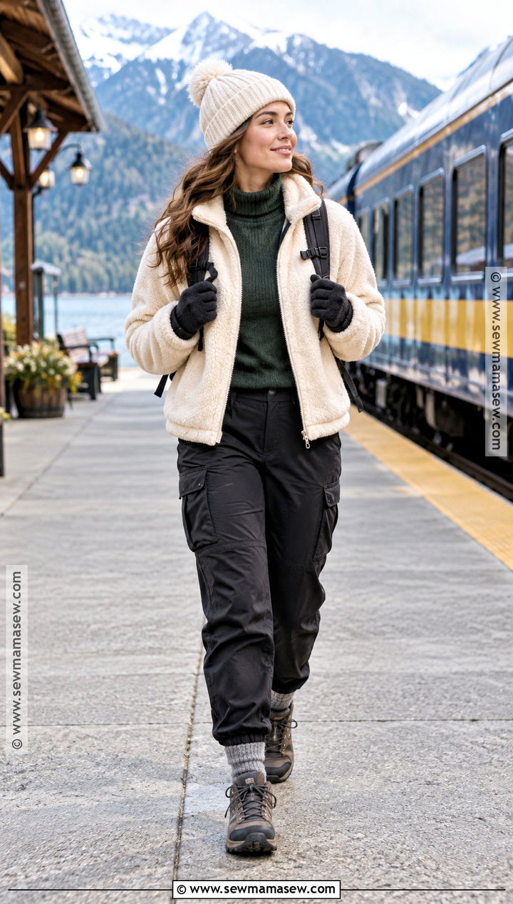 Sherpa Jacket And Cargo Pants Alaskan Cruise Outfit - 15 Alaskan Cruise Outfits October