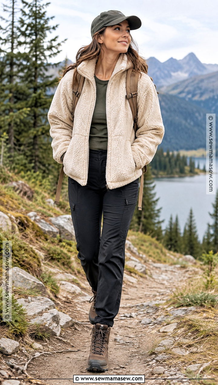 Sherpa Jacket And Hiking Pants Fall Hiking Outfit - 25 hiking outfit fall ideas