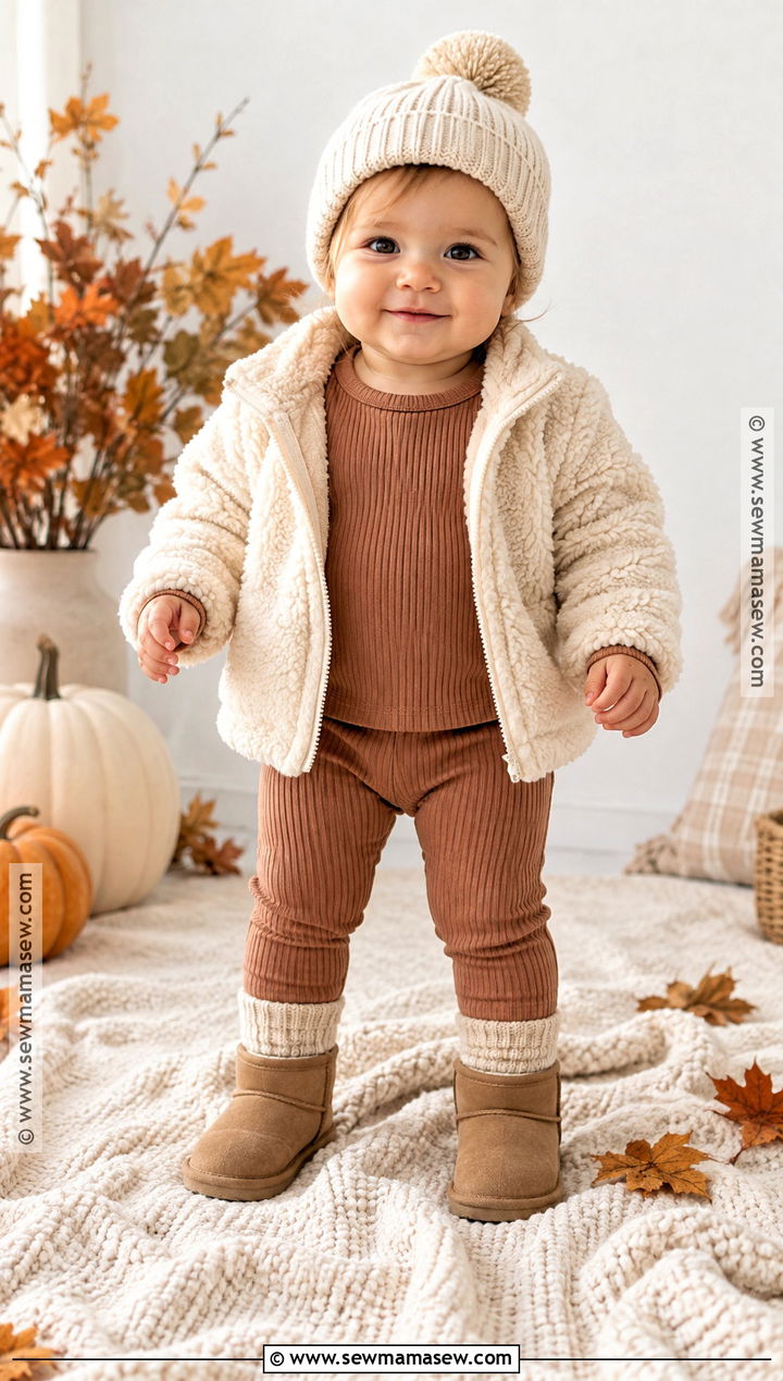 Sherpa Jacket And Ribbed Set Fall Baby Outfit - 15 Cozy Fall Baby Outfits