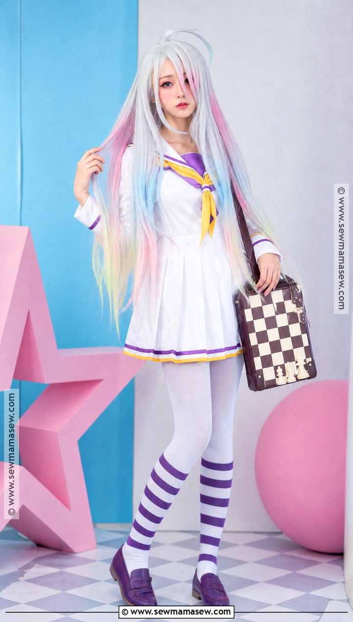 Shiro Cosplay With Purple Sailor Dress - 30 white hair cosplay ideas