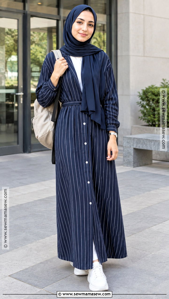 Shirt Dress And Sneakers Hijabi Outfit - 20 Back To School Hijabi Outfits