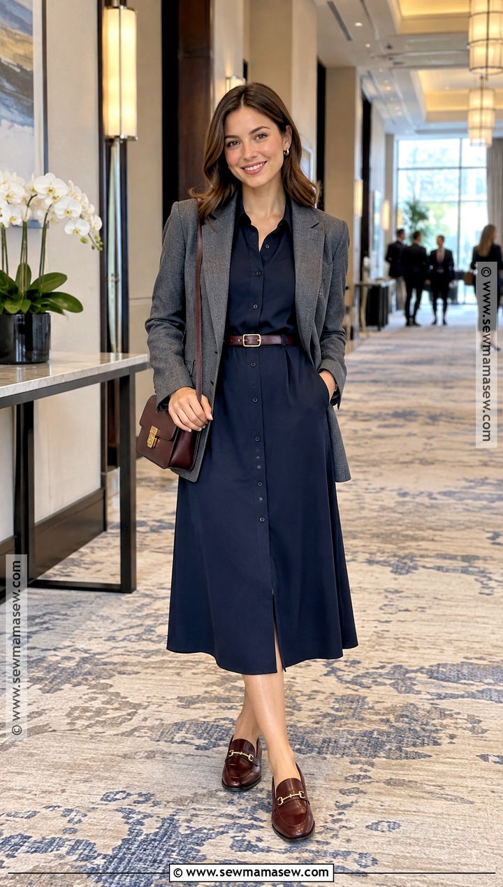 Shirt Dress Fall Conference Outfit - 20 Fall Conference Outfits for Women