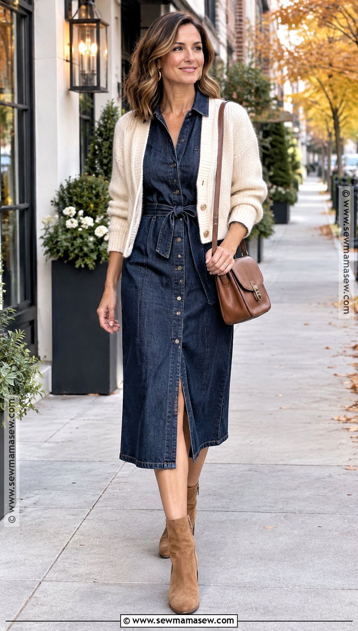 Shirt Dress and Ankle Boots Fall First Date Outfit - 15 1st date outfit casual fall ideas