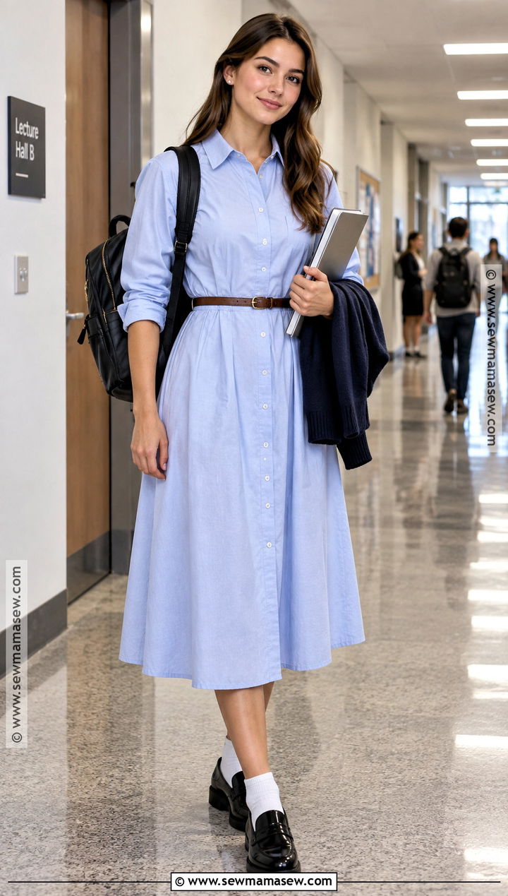 Shirt Dress and Loafers Back to School Outfit - 25 back to school clothes list