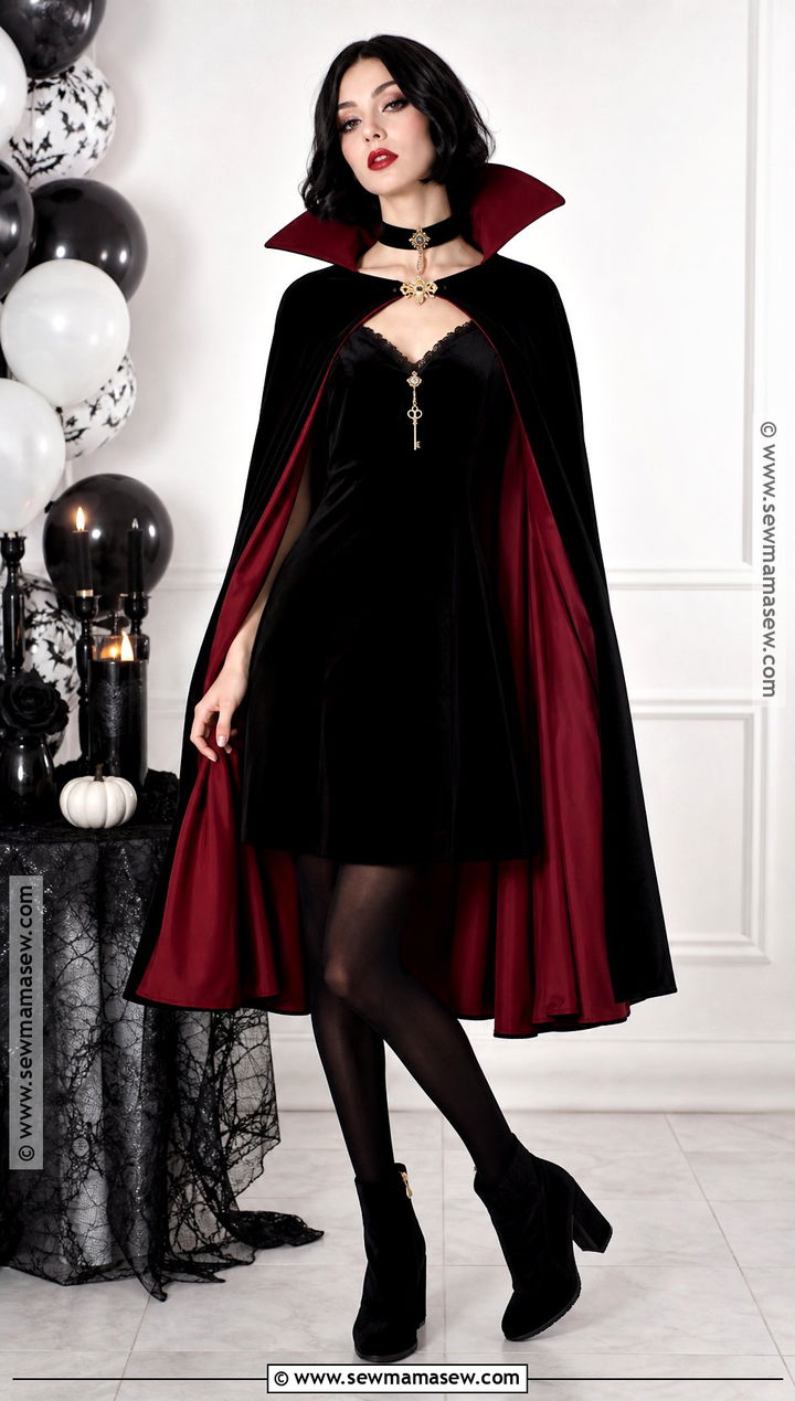 Short Dracula Costume With Cape Dress - 30 Dracula Costume Ideas for Women