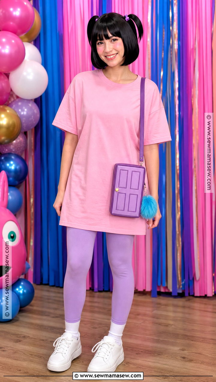 Short Hair Boo Costume With Pigtail Wig - 35 boo monsters inc costume ideas