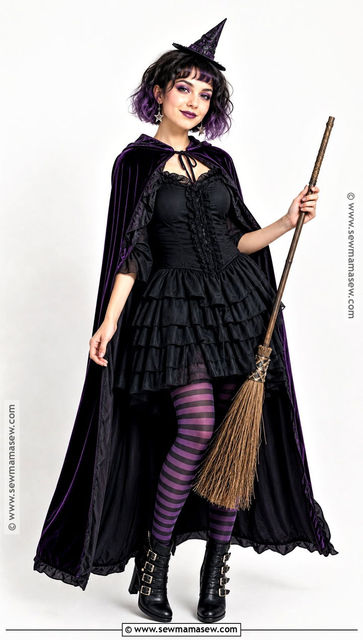 Short Hair Witch Costume With Purple Cape - 30 short hair costume ideas halloween