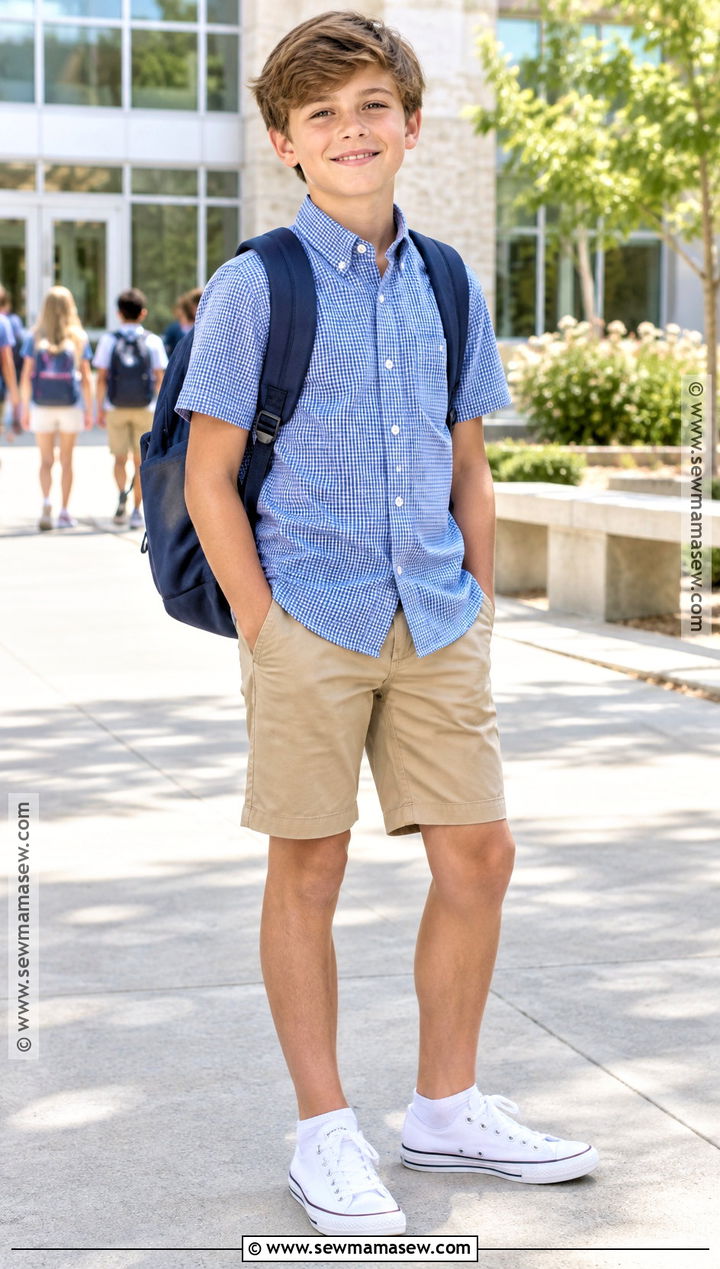 Short Sleeve Button Down Shirt With Chino Shorts - 15 back to school shirts for boys