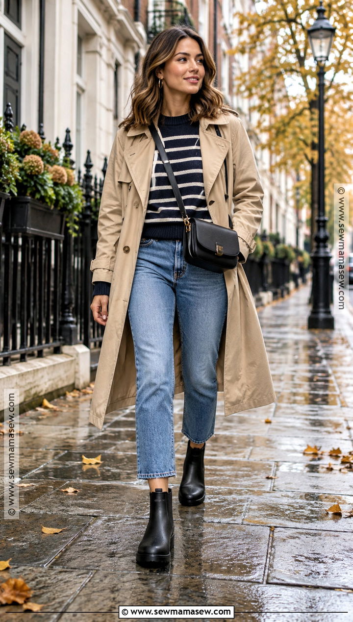 Short Wellies With Straight Jeans And Trench Coat - 15 wellies outfit autumn ideas
