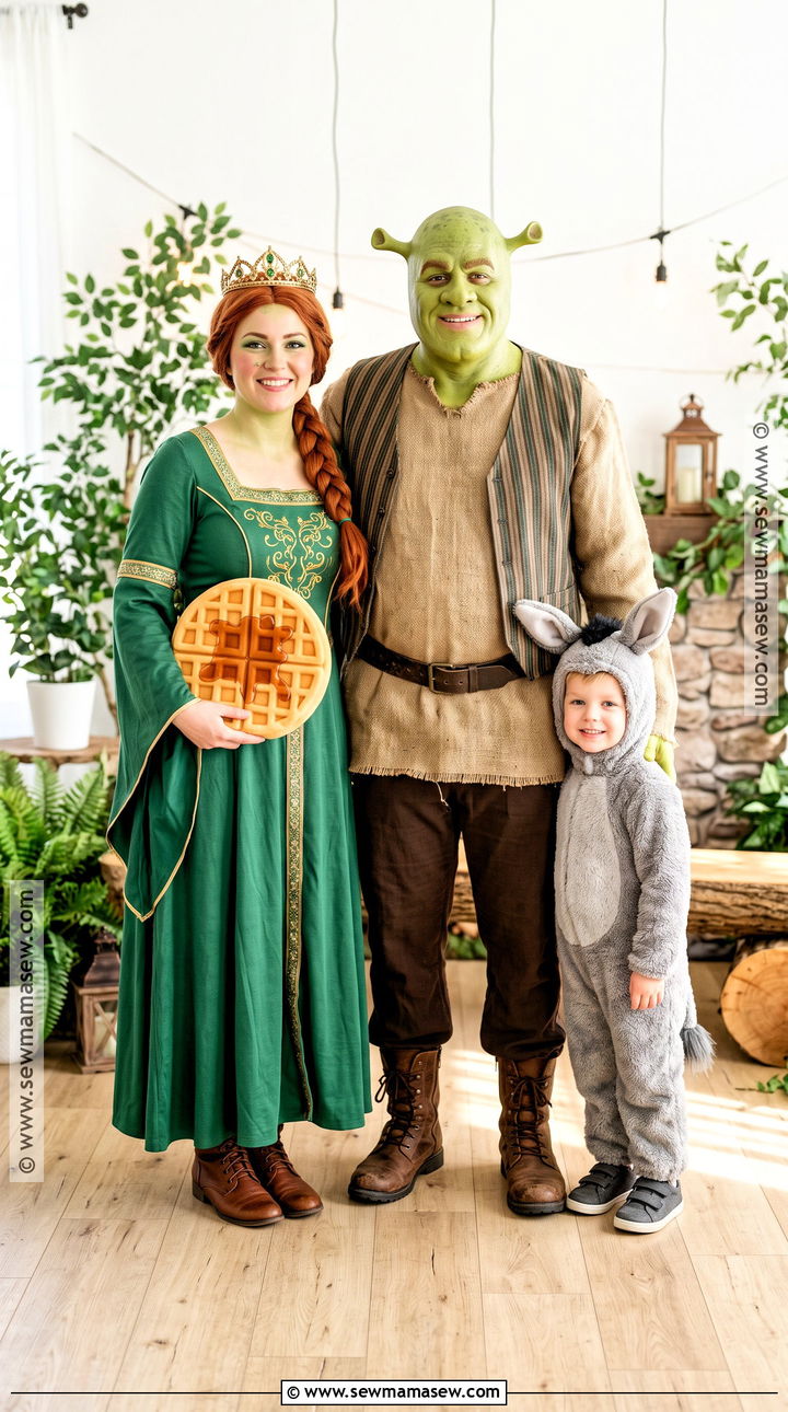 Shrek Fiona And Donkey Costume - 45 family of 3 halloween costumes