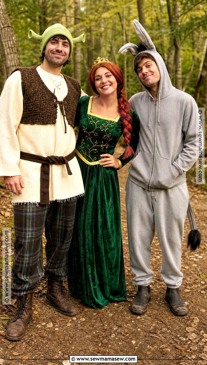 Shrek Fiona And Donkey Trio Costume - 30 Easy Trio Halloween Costumes