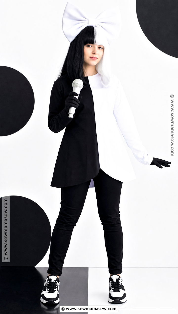 Sia Black And White Wig Costume - 30 singers costumes ideas