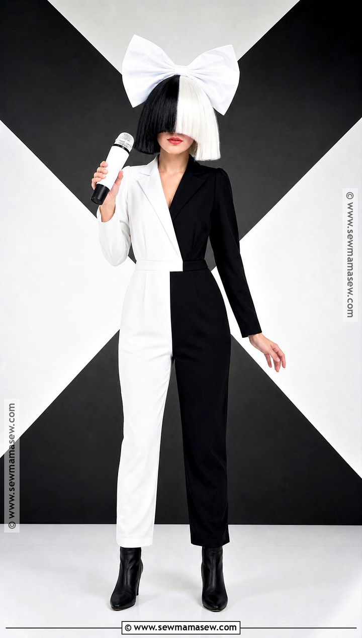 Sia Black And White Wig Costume - 30 celeb halloween costumes