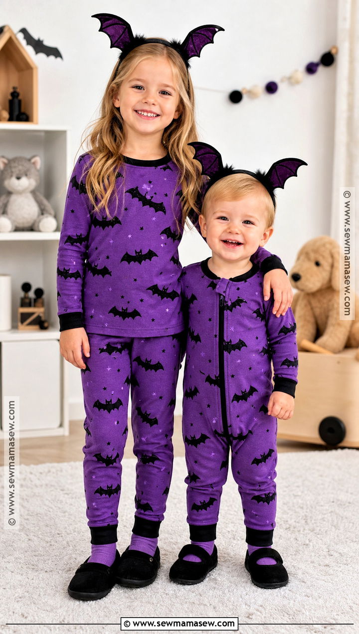 Sibling Bat Halloween PJs - 30 matching halloween pjs ideas