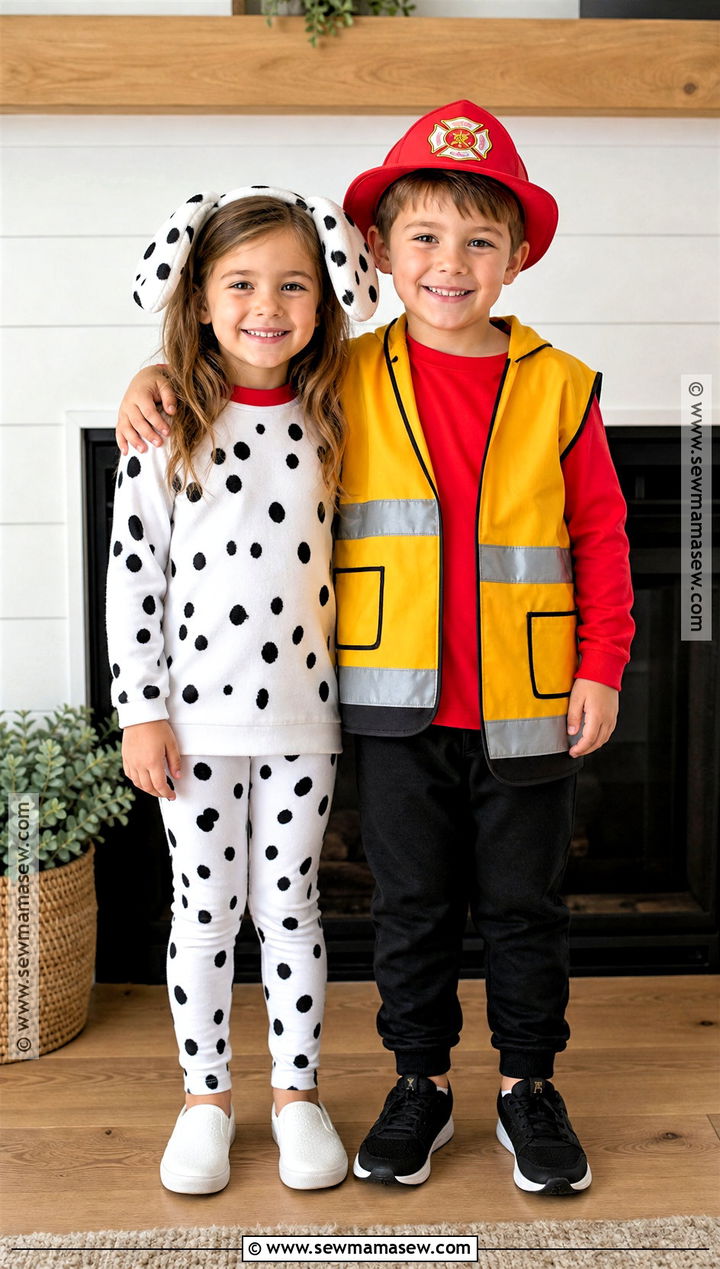 Sibling Dalmatian And Firefighter Costume - 35 dalmatian and firefighter costume ideas