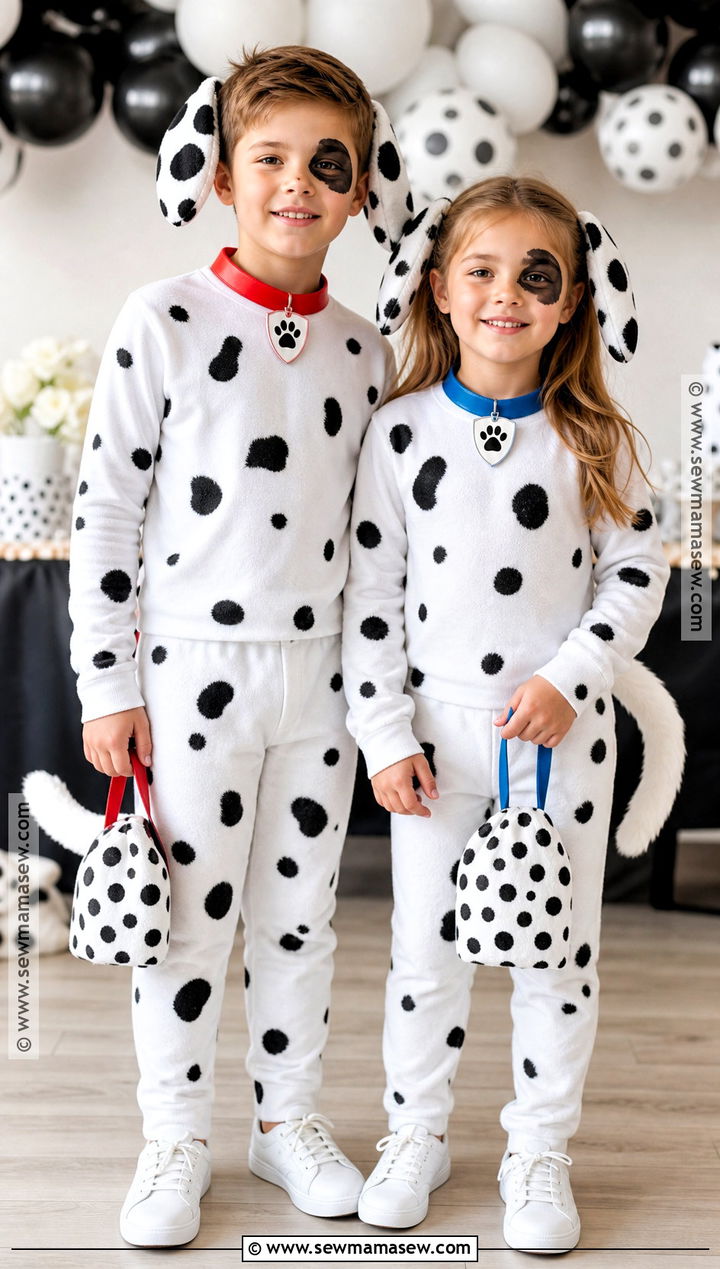 Sibling Dalmatian Costume With Matching Collars - 40 101 dalmations costume ideas