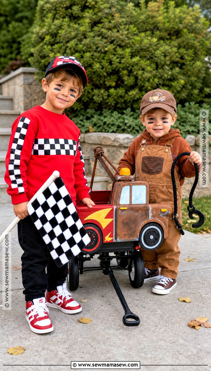 Sibling Lightning McQueen And Mater Wagon Costume - 35 lightning mcqueen and mater costume ideas