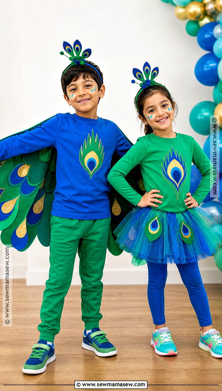 Sibling Peacock Costume - 30 peacock costume ideas for kids