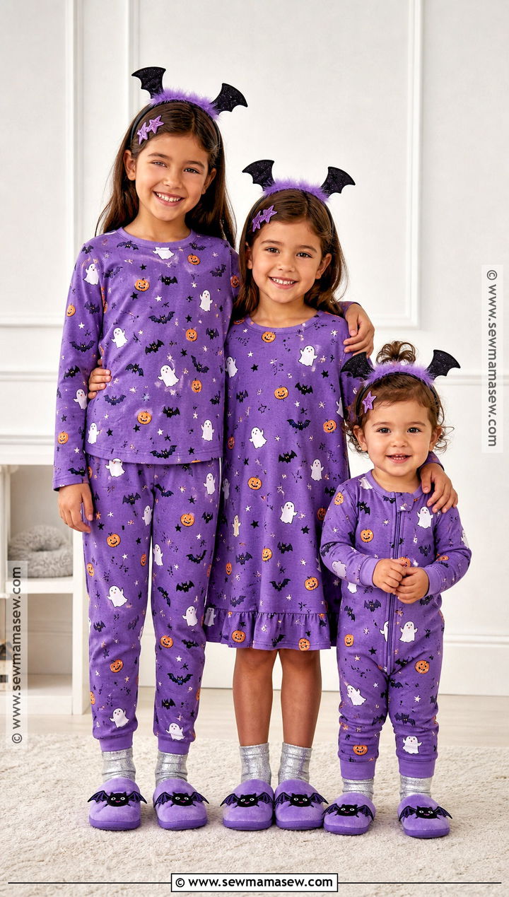 Sibling Purple Halloween PJs - 30 matching halloween pjs ideas